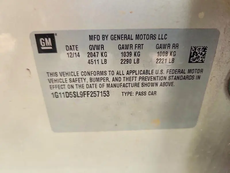 2015 CHEVROLET MALIBU 2LT  