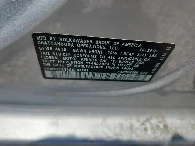 2016 VOLKSWAGEN PASSAT SE  