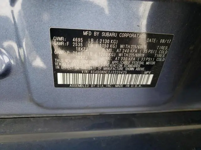 2018 SUBARU OUTBACK 2.5I LIMITED  