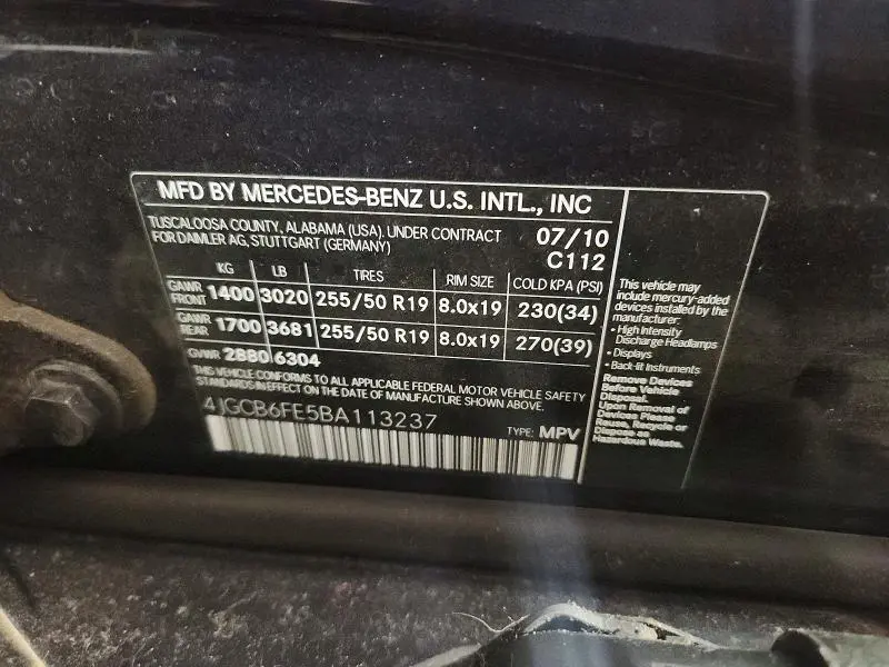 2011 MERCEDES-BENZ R 350 4MATIC  
