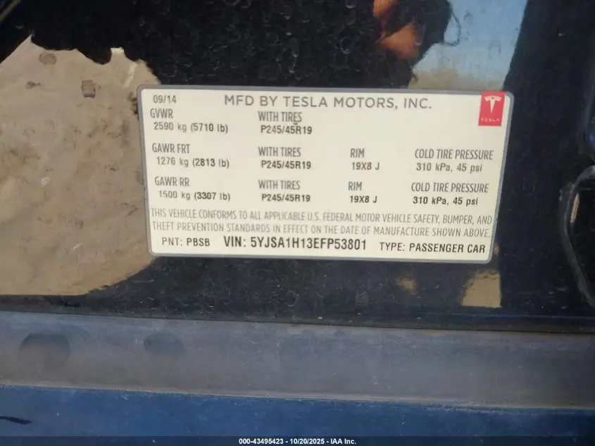 2014 TESLA MODEL S P85