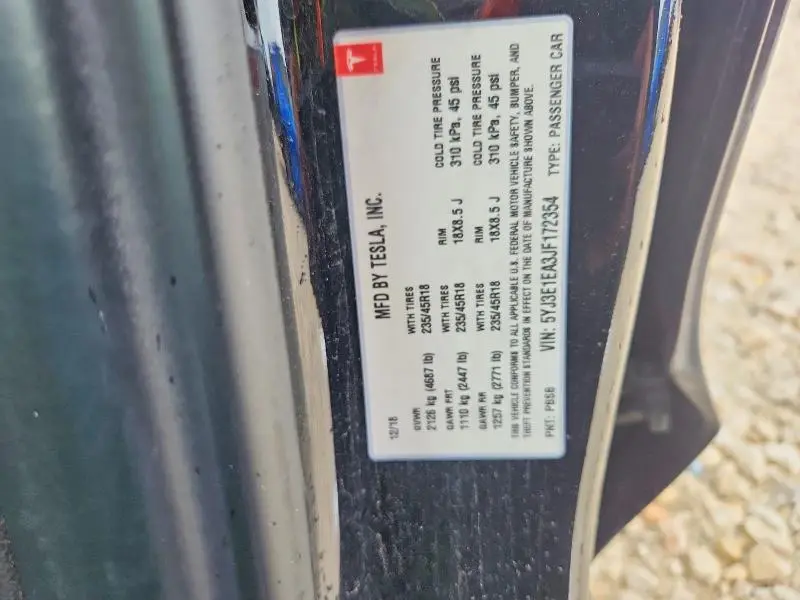 2018 TESLA MODEL 3   
