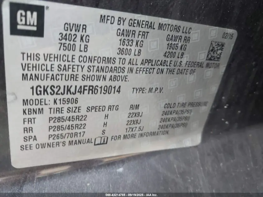 2015 GMC YUKON XL 1500 DENALI