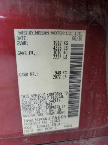 2016 NISSAN ALTIMA 2.5  