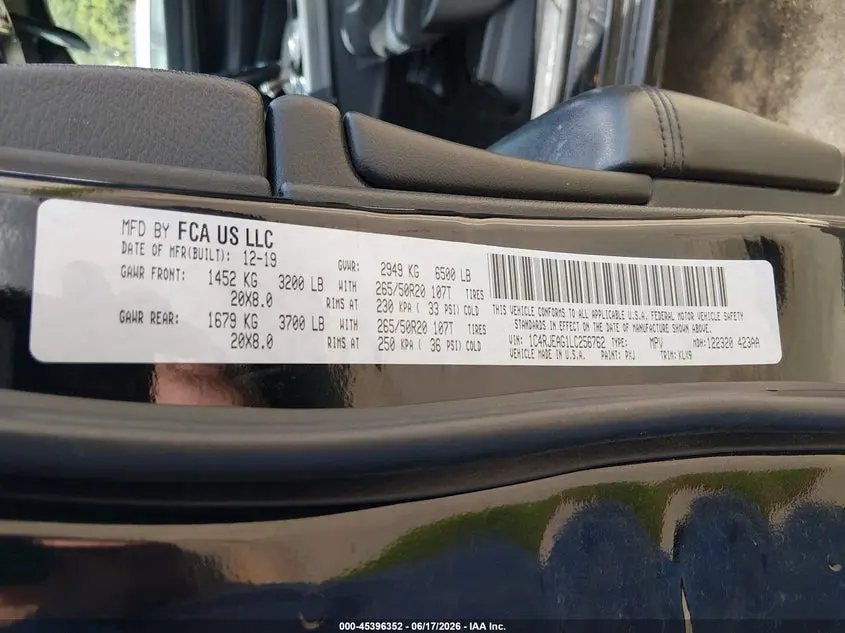 2020 JEEP GRAND CHEROKEE ALTITUDE 4X2