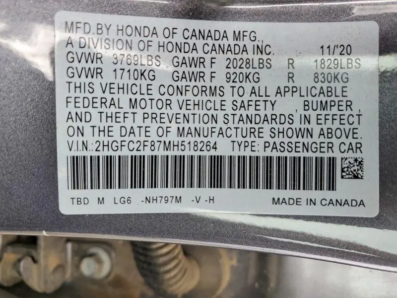 2021 HONDA CIVIC SPORT  