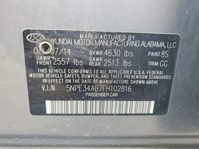 2015 HYUNDAI SONATA SPORT 2.0T  