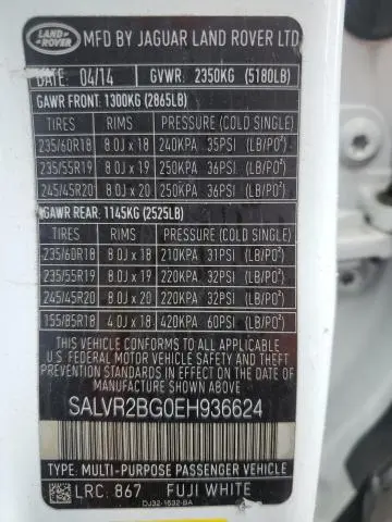 2014 LAND ROVER RANGE ROVER EVOQUE PURE PREMIUM  