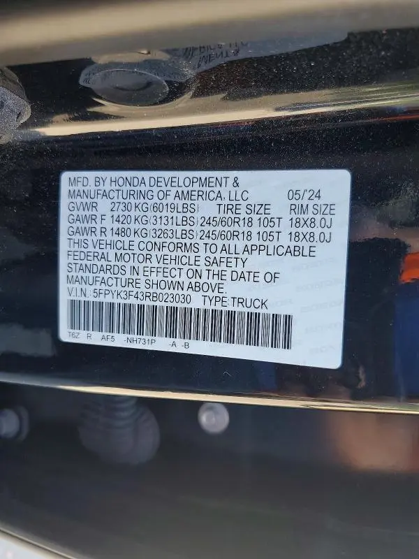 2024 HONDA RIDGELINE RTL  