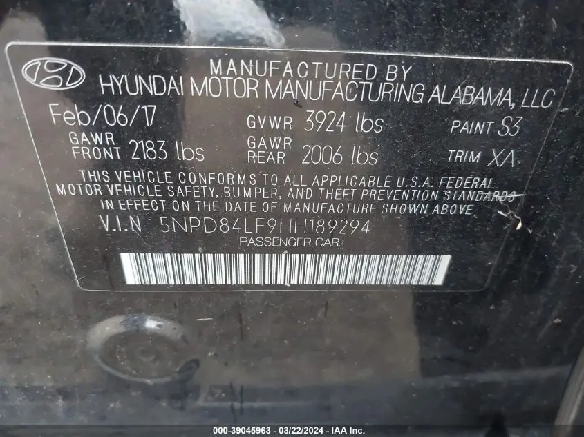 2017 HYUNDAI ELANTRA SE