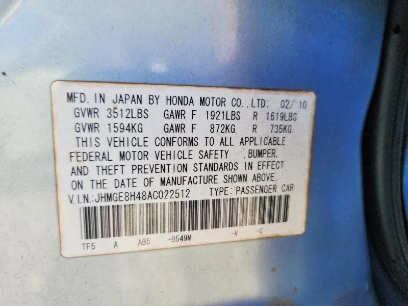 2010 HONDA FIT SPORT  