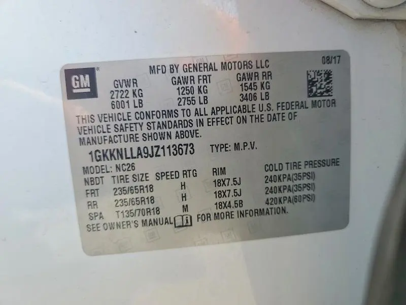 2018 GMC ACADIA SLE  