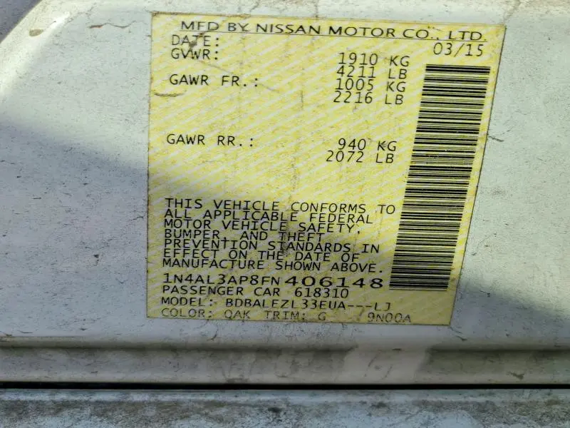 2015 NISSAN ALTIMA 2.5  