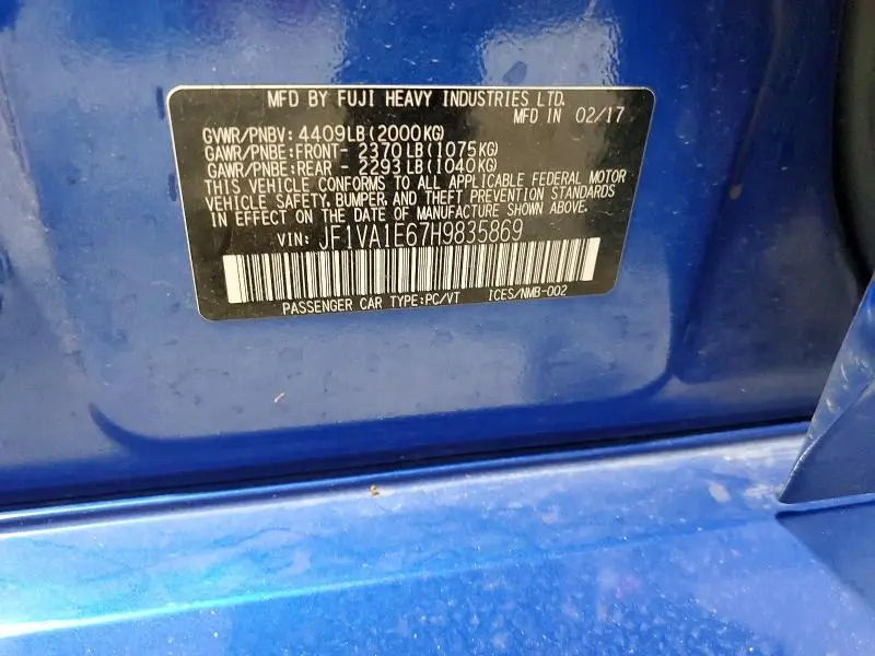 2017 SUBARU WRX PREMIUM  