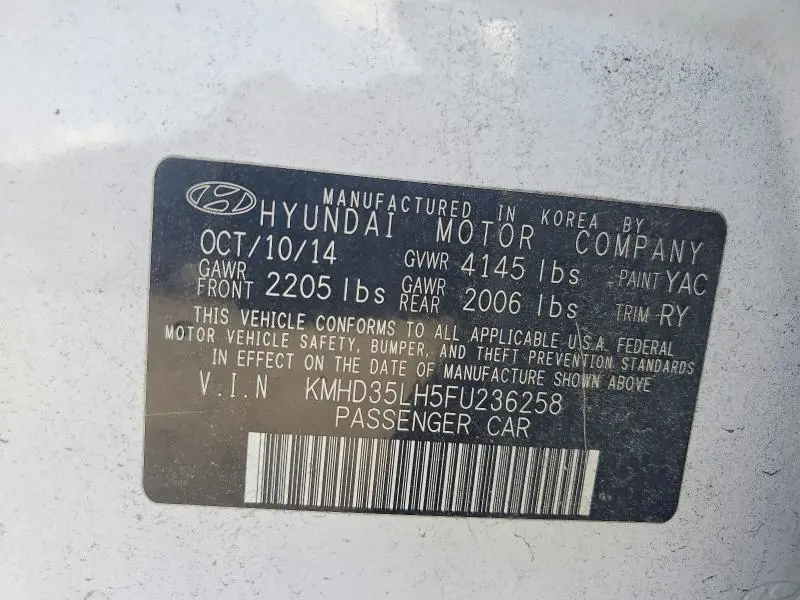 2015 HYUNDAI ELANTRA GT BASE  