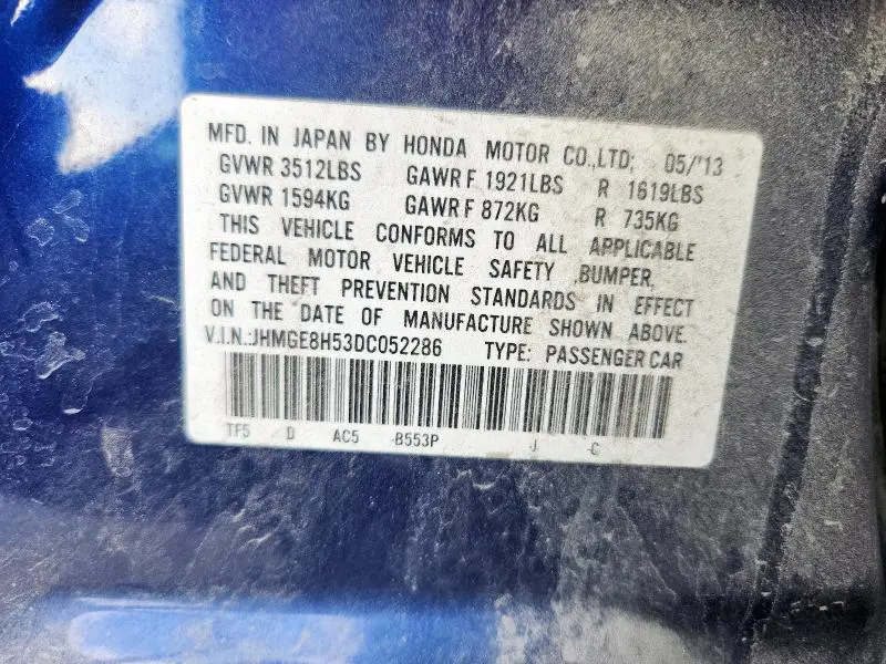 2013 HONDA FIT SPORT  