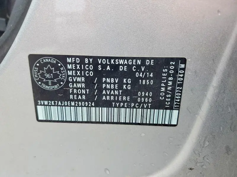 2014 VOLKSWAGEN JETTA BASE  
