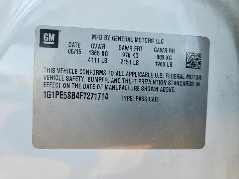 2015 CHEVROLET CRUZE LT  