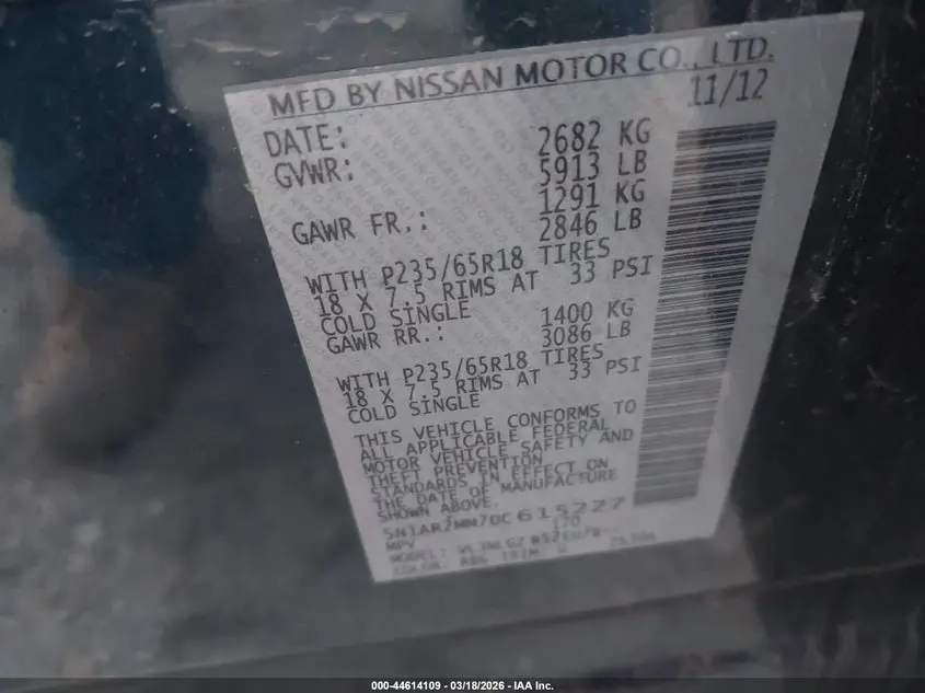 2013 NISSAN PATHFINDER SL