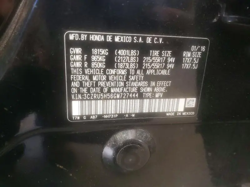2016 HONDA HR-V EX  