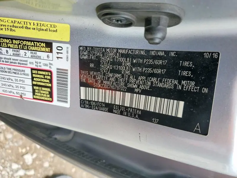 2017 TOYOTA SIENNA LE 8-PASSENGER  