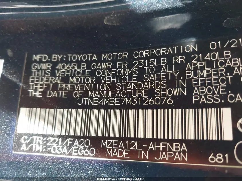 2021 TOYOTA COROLLA SE