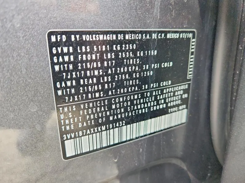 2019 VOLKSWAGEN TIGUAN S  