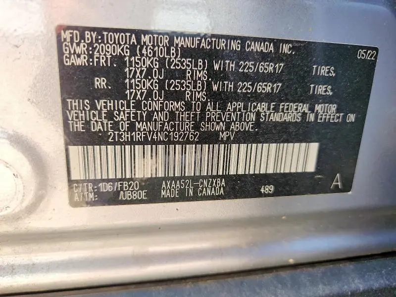 2022 TOYOTA RAV4 LE  