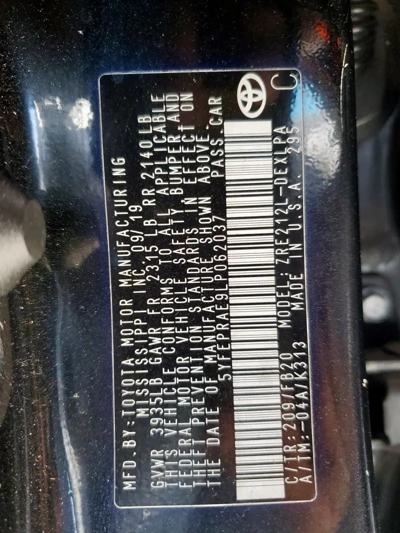 2020 TOYOTA COROLLA LE  