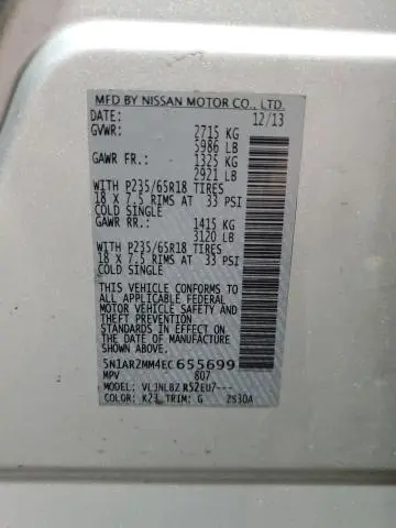 2014 NISSAN PATHFINDER S  