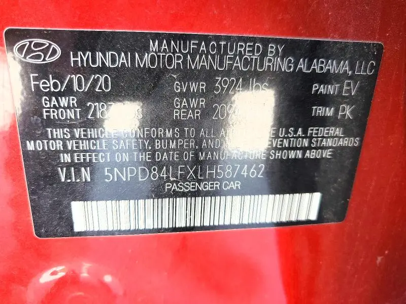 2020 HYUNDAI ELANTRA SEL  