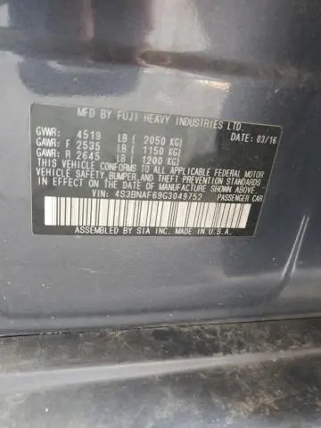 2016 SUBARU LEGACY 2.5I PREMIUM