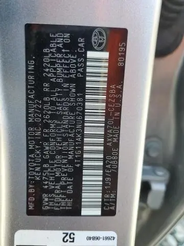 2022 TOYOTA CAMRY SE  