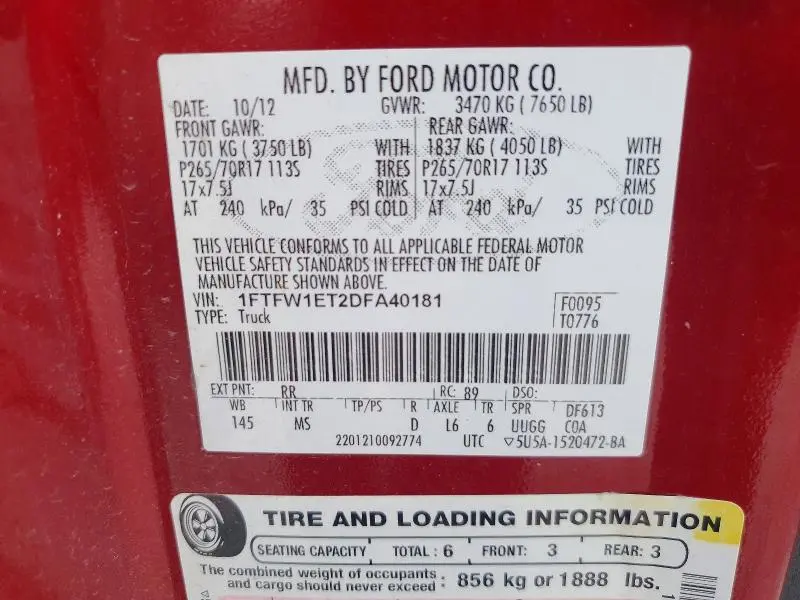 2013 FORD F150   