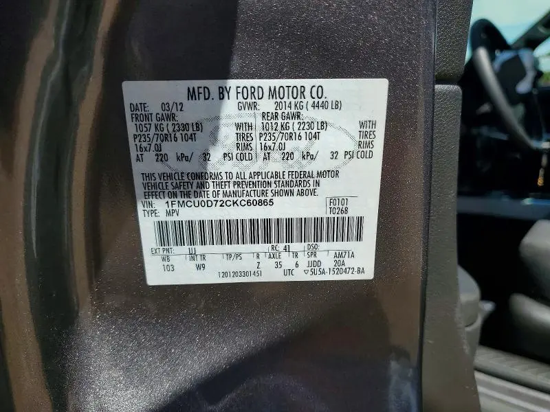 2012 FORD ESCAPE XLT  