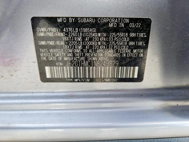 2022 SUBARU CROSSTREK LIMITED  
