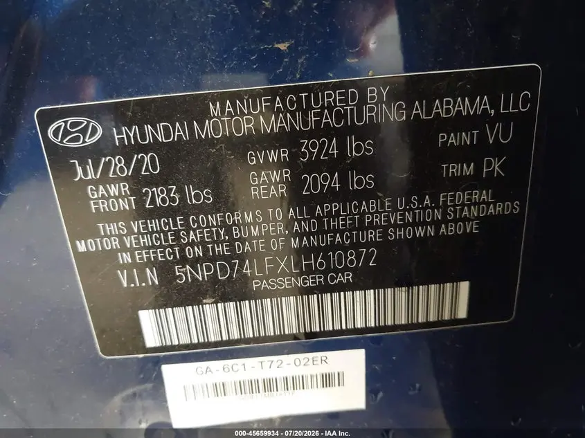 2020 HYUNDAI ELANTRA SE