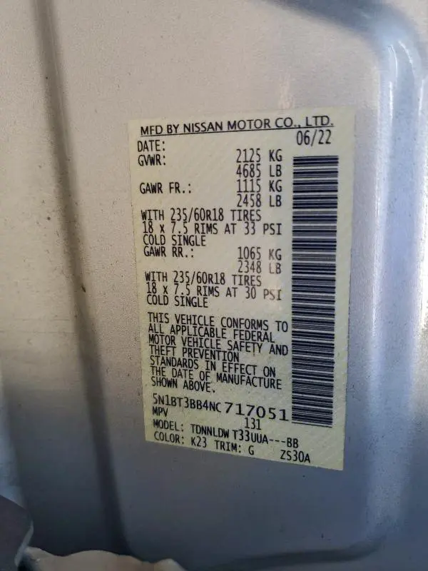 2022 NISSAN ROGUE SV  