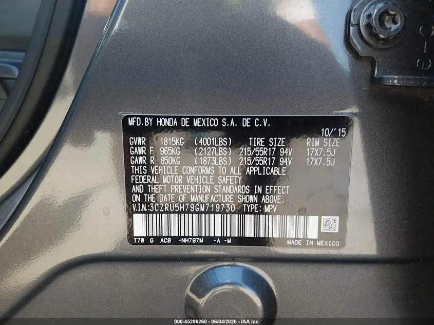 2016 HONDA HR-V EX-L