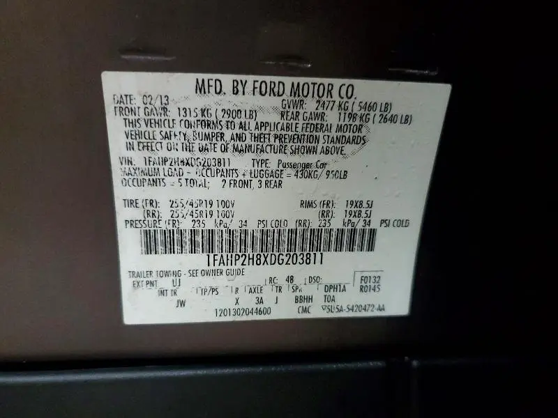 2013 FORD TAURUS SEL  