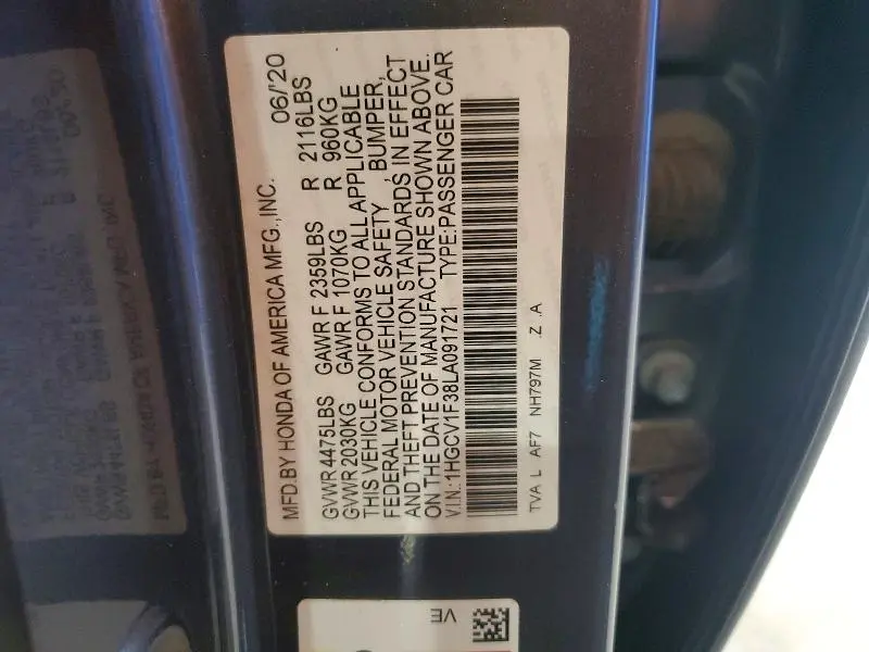 2020 HONDA ACCORD SPORT  