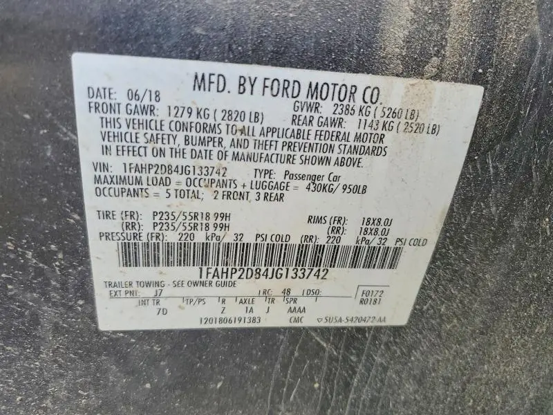 2018 FORD TAURUS SE  
