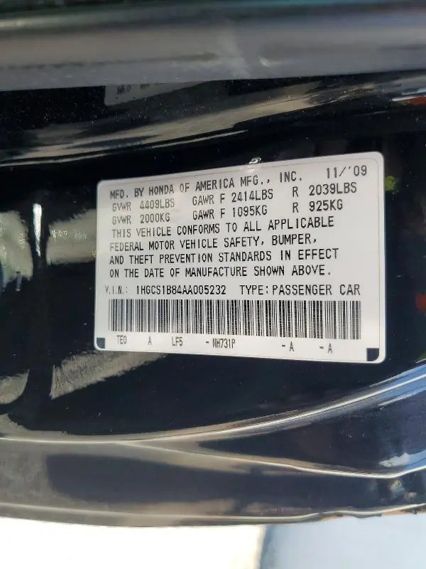 2010 HONDA ACCORD EXL  
