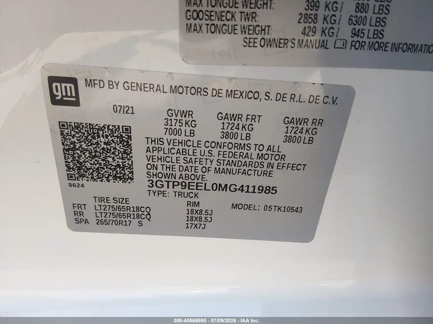 2021 GMC SIERRA 1500 4WD  SHORT BOX AT4
