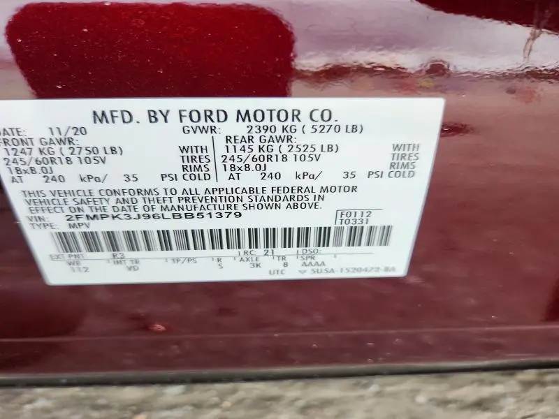2020 FORD EDGE SEL  