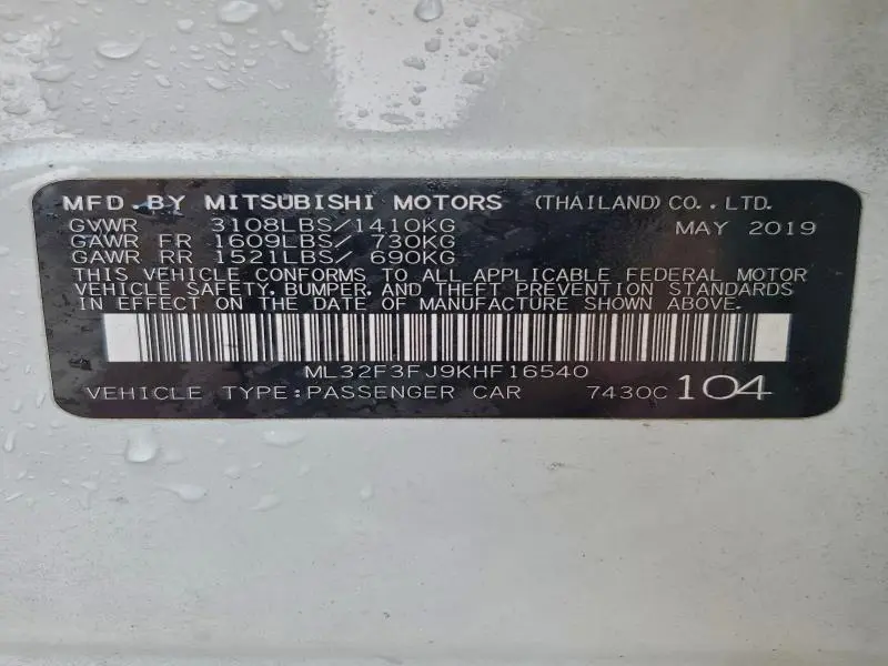 2019 MITSUBISHI MIRAGE G4 ES  