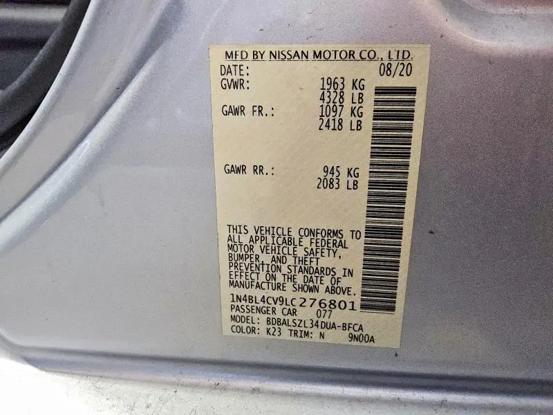 2020 NISSAN ALTIMA 2.5 SR  