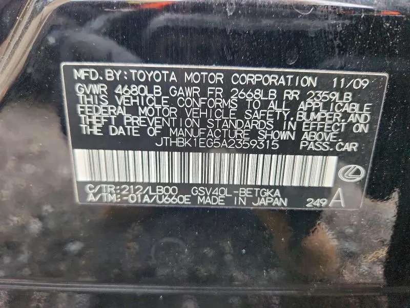 2010 LEXUS ES 350 BASE  