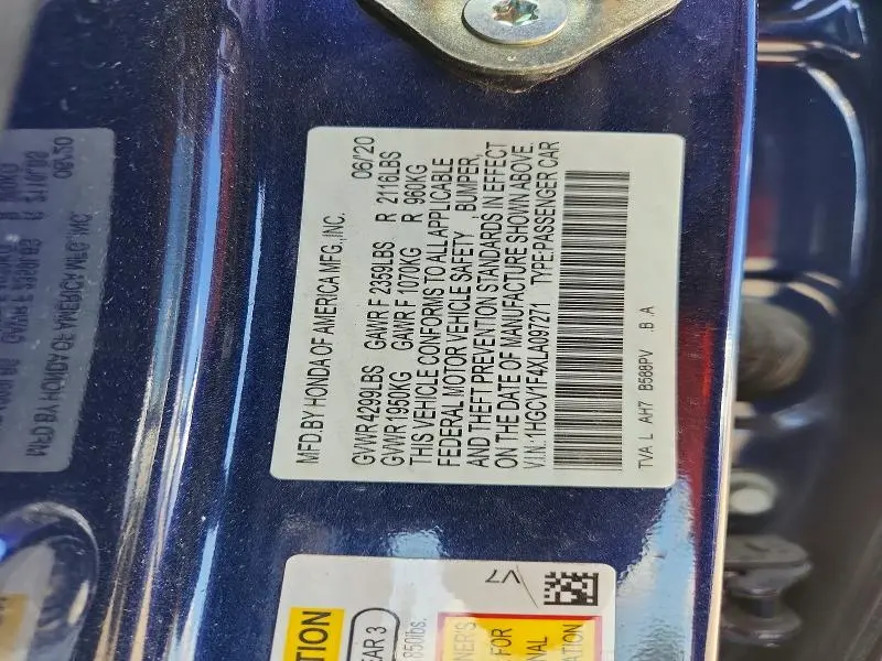 2020 HONDA ACCORD EX  