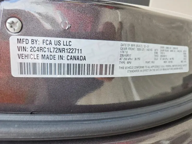 2022 CHRYSLER PACIFICA HYBRID TOURING L  